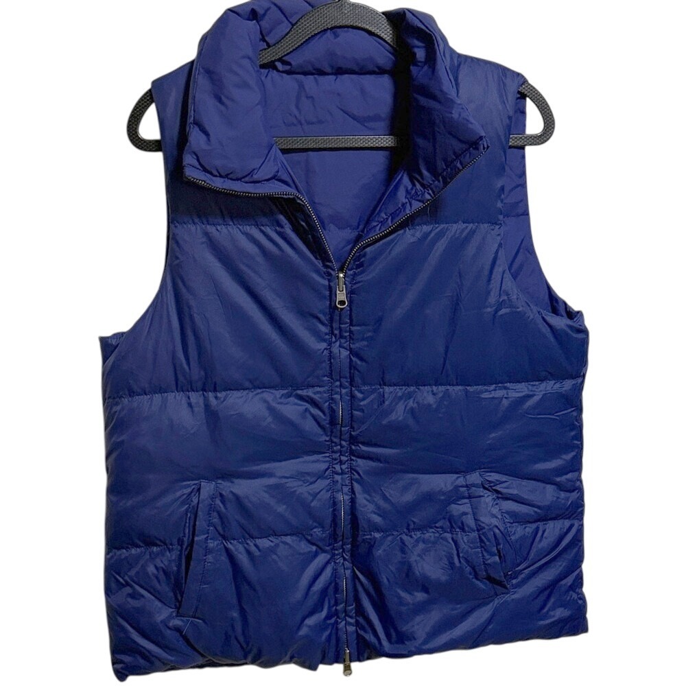 Blue Puffer Vest‎ Sleeveless Stand Collar Full Zip Quilted Padded Outdoor Medium